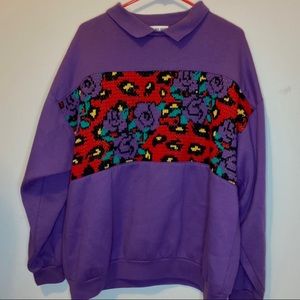 VINTAGE PURPLE COLLARED SWEATSHIRT LAUREN BROOKE.
